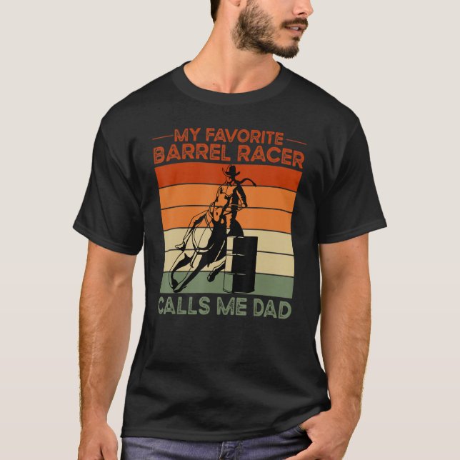 Barrel Racer Pappa Western Rodeo Horse T Shirt (Framsida)