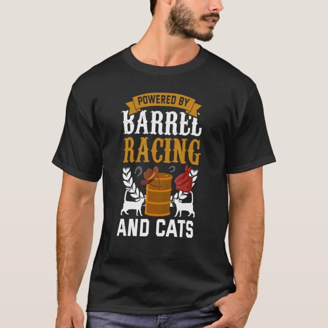 Barrel Racing   Cat  Rodeo Barrel Racer T Shirt (Framsida)