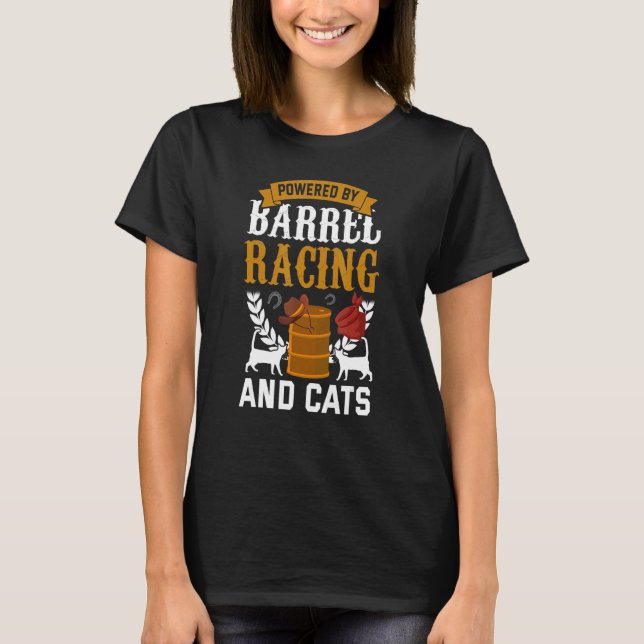 Barrel Racing   Cat  Rodeo Barrel Racer T Shirt (Framsida)