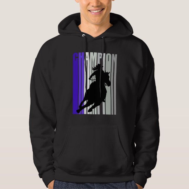 Barrel Racing Champion Horse Riding Cowgirls Rides Hoodie (Framsida)