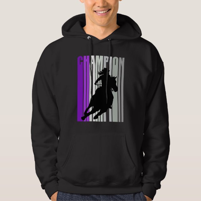 Barrel Racing Champion Horse Riding Purple Cowgirl Hoodie (Framsida)