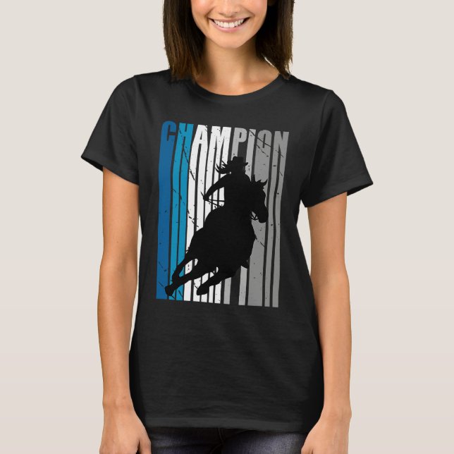 Barrel Racing Champion Horse Riding Teal Cowgirl W T Shirt (Framsida)