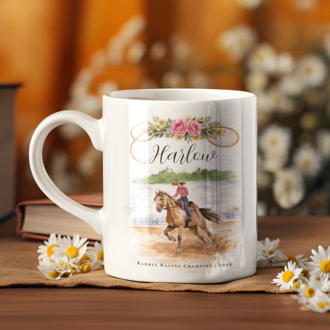 Barrel Racing Cowgirl | Monogram Rodeo Kaffemugg (Skapare uppladdad)