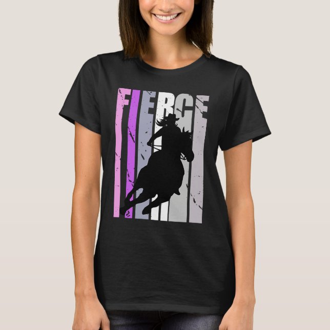 Barrel Racing Fierce Cowgirl Hat Western Girls Sou T Shirt (Framsida)
