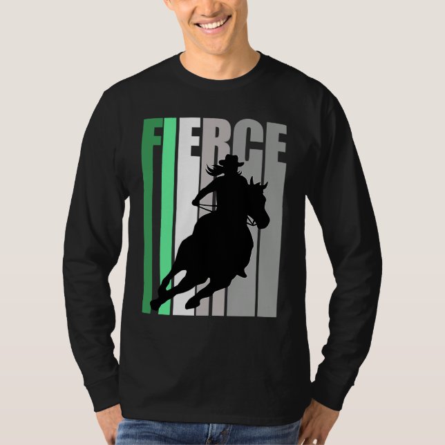 Barrel Racing Fierce Cowgirl Hat Western Theme Gre T Shirt (Framsida)