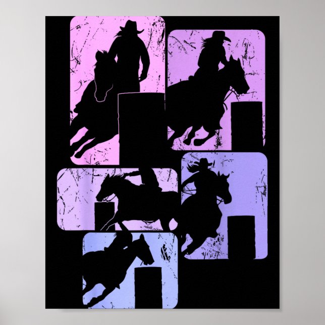 Barrel Racing Horse Barrel Racer Rodeo Cowgirl Wom Poster (Framsidan)