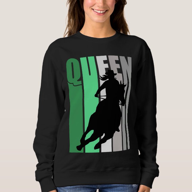 Barrel Racing Queen Rodeo Women Cowgirls Retro Gre T Shirt (Framsida)