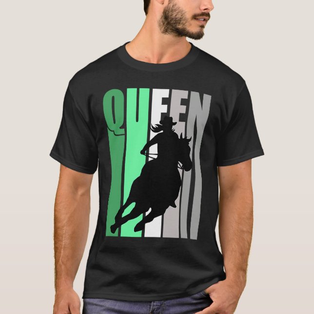 Barrel Racing Queen Rodeo Women Cowgirls Retro Gre T Shirt (Framsida)