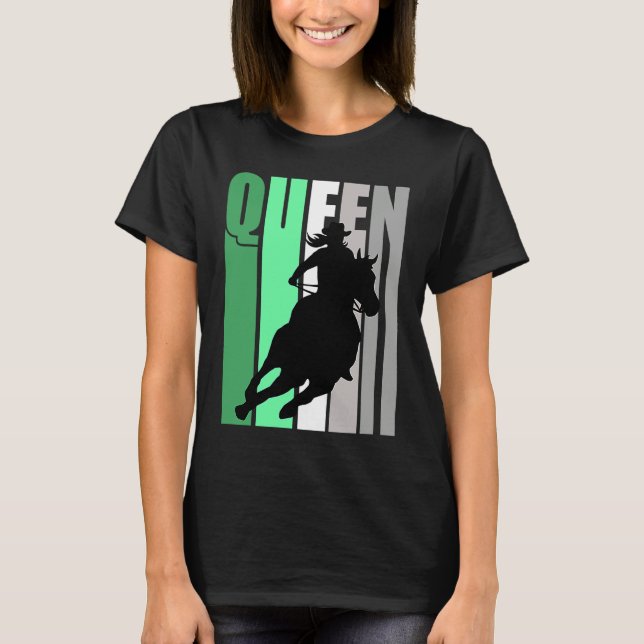 Barrel Racing Queen Rodeo Women Cowgirls Retro Gre T Shirt (Framsida)