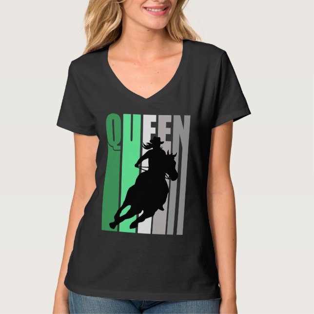 Barrel Racing Queen Rodeo Women Cowgirls Retro Gre T Shirt (Framsida)