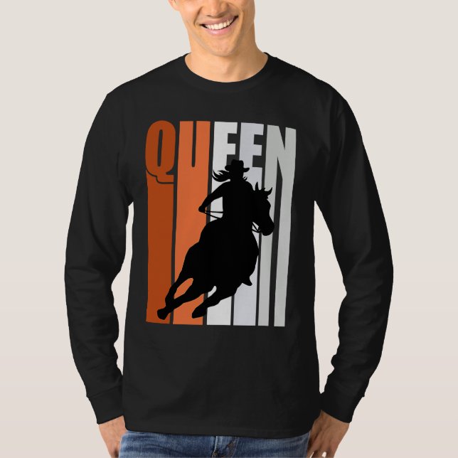 Barrel Racing Queen Rodeo Women Cowgirls Retro Ora T Shirt (Framsida)