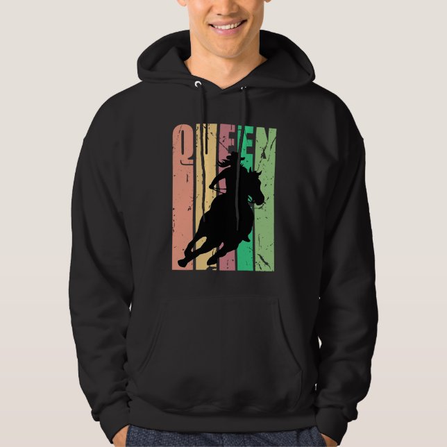 Barrel Racing Queen Rodeo Women Cowgirls Retro Vin Hoodie (Framsida)