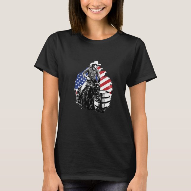 Barrel Riding Western Cowgirl T Shirt (Framsida)
