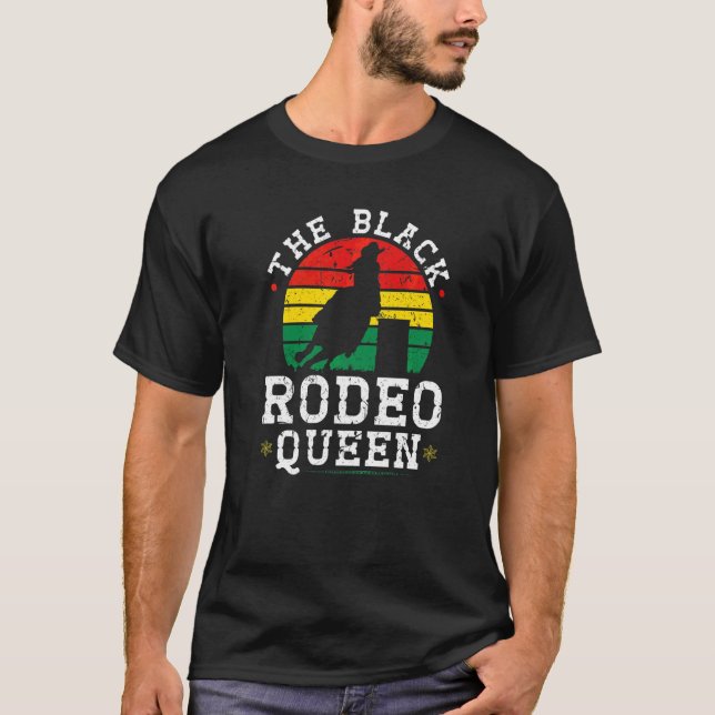 Barrel Tävla African American Cowgirl Black Rodeo T Shirt (Framsida)