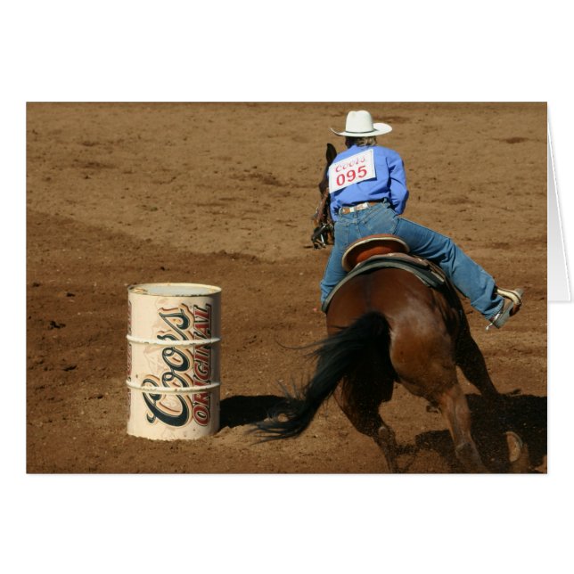 Barrel Tävla Cowgirl Westernt Card Hälsningskort (Framsidan Horizontal)