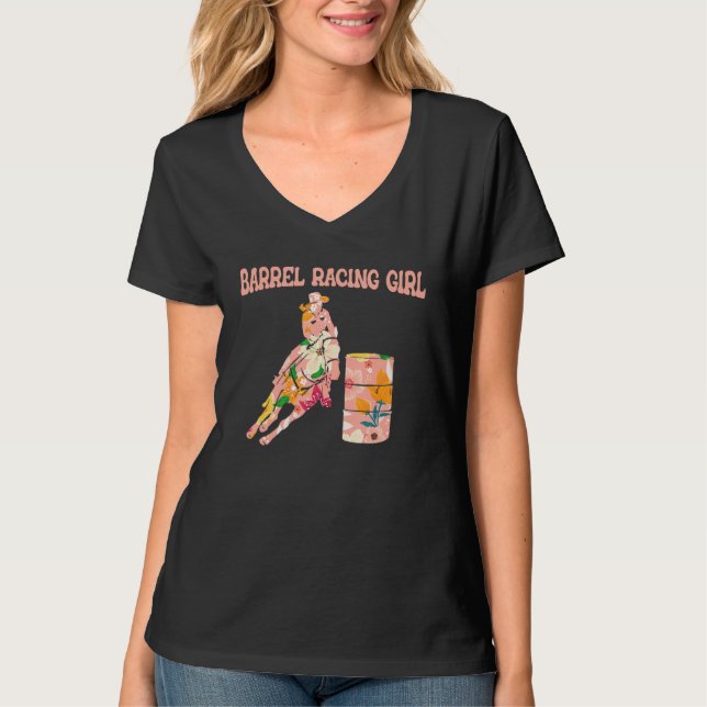 Barrel Tävla Girl Barrel Tävla Rodeo Barrel Rac T Shirt (Framsida)
