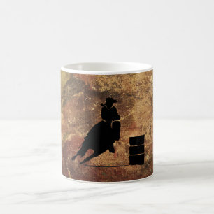 Barrel Tävla Girl Silhouette på Grunge Struktur Kaffemugg