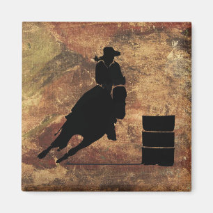 Barrel Tävla Girl Silhouette på Grunge Struktur Magnet