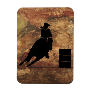 Barrel Tävla Girl Silhouette på Grunge Struktur Magnet