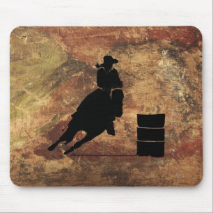 Barrel Tävla Girl Silhouette på Grunge Struktur Musmatta