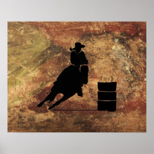 Barrel Tävla Girl Silhouette på Grunge Struktur Poster