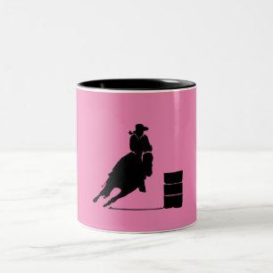Barrel Tävla Girl Silhouette på Rosa BackDrop Två-Tonad Mugg