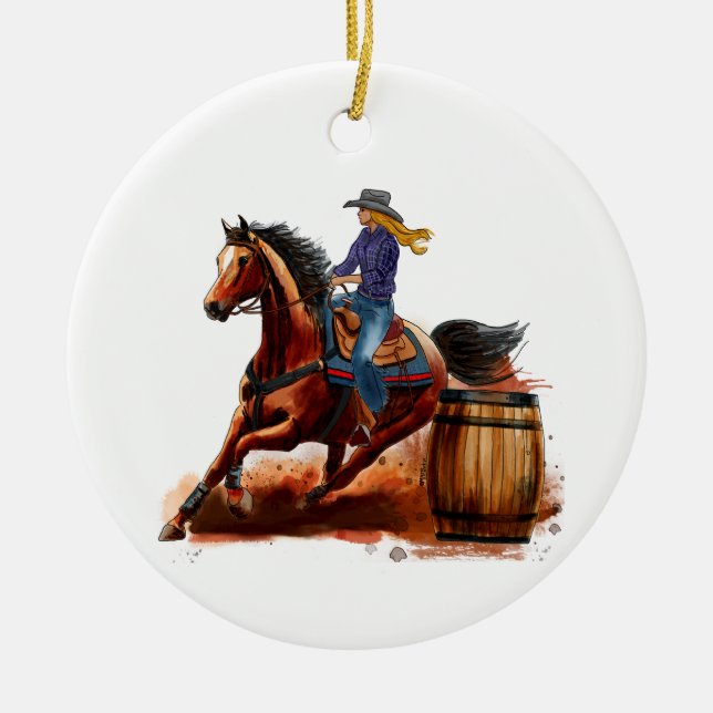 Barrel Tävla Rodeo, personalize Ornament (Framsidan)