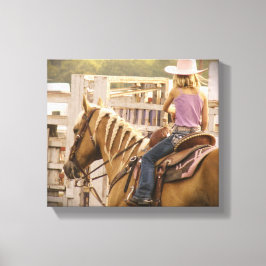 Barrel Tävling Girl and Horse Canvastryck
