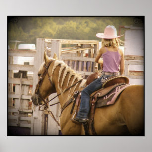 Barrel Tävling Girl and Horse Poster