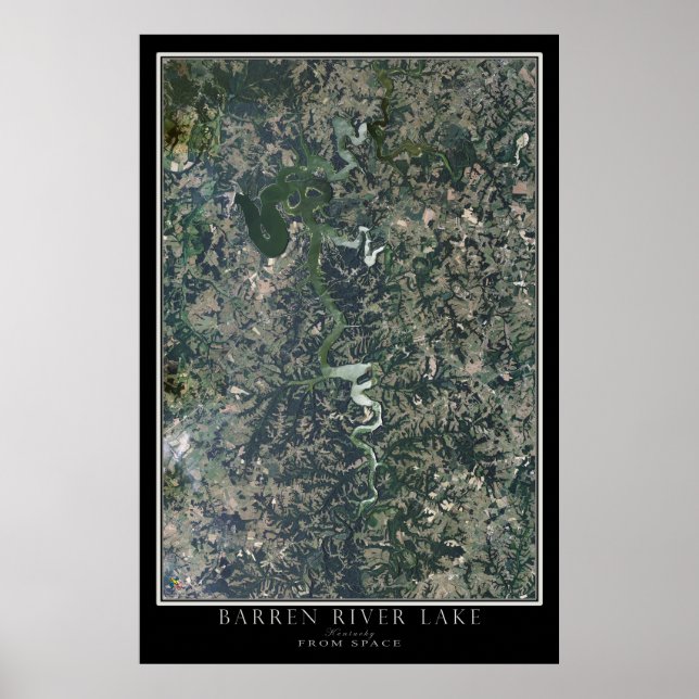 Barren River Sjö Kentucky Satellite Poster Karta (Framsidan)