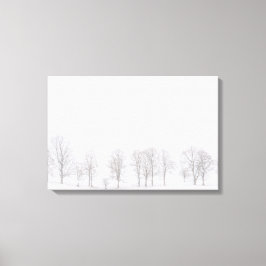 Barren träd på vintern i den vita världsduken snö canvastryck