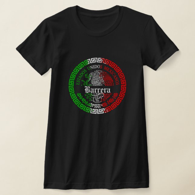 Barrera Efternamn Emlem-skjorta för Mexiko T Shirt (Laydown)