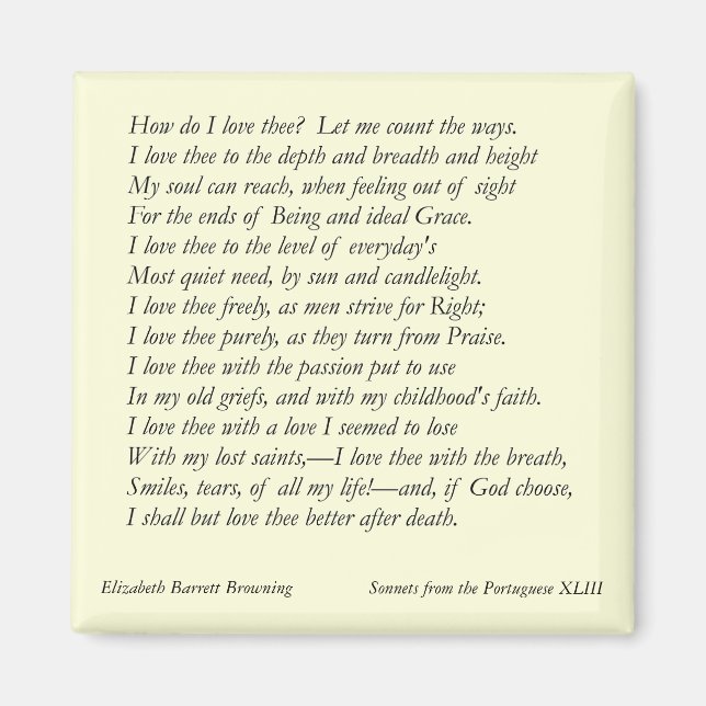 Barrett Browning - Sonnets från portugisiska #43 Magnet (Framsidan)