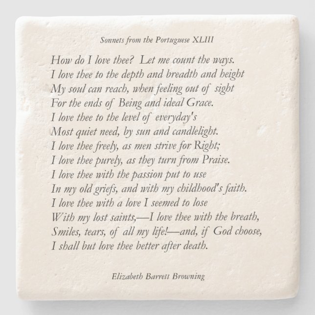 Barrett Browning - Sonnets från portugisiska 43 Stenunderlägg (Framsidan)