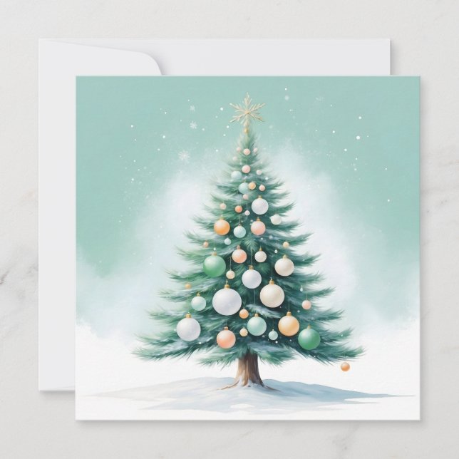 Barrgrön tall | Silvergrön apelsin Julkort (Framsida)