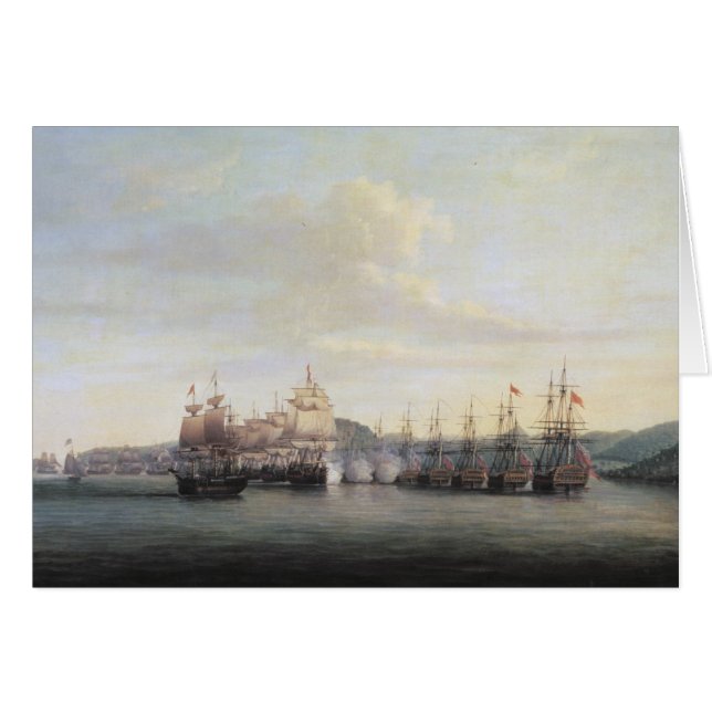 Barringtons handling på Santa Lucia, 1778 Hälsningskort (Framsidan Horizontal)