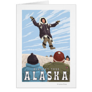 Barrow, Alaska Blanket Toss Vintage resor Hälsningskort