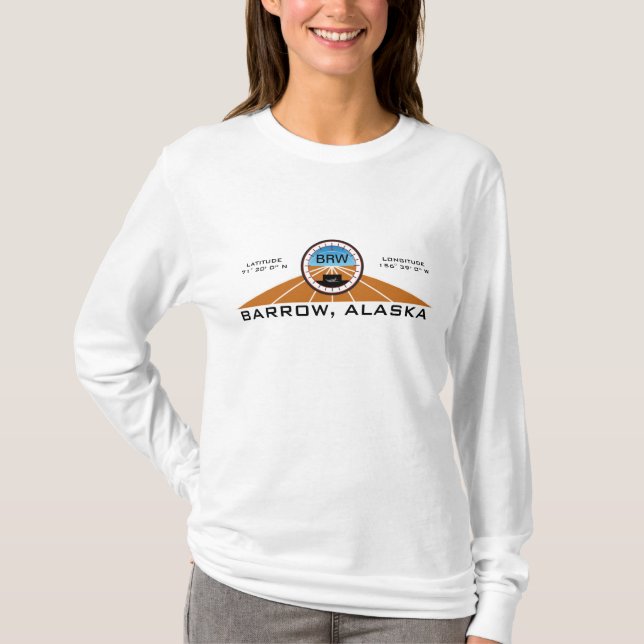 Barrow Alaska (BRW) flygplatsskjorta T Shirt (Framsida)