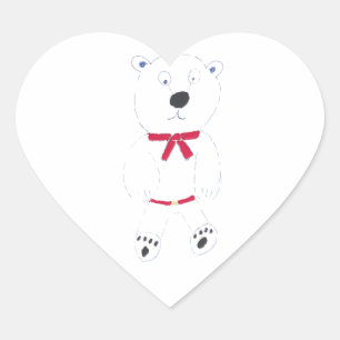 Barry Bear Heart Stickers Hjärtformat Klistermärke