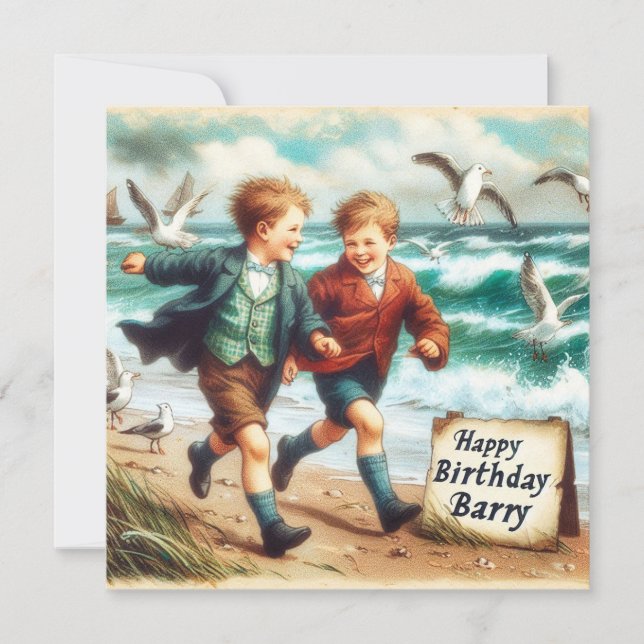BARRY ~ Birthday Card ~ Roligt vid Beach ~ (Framsida)