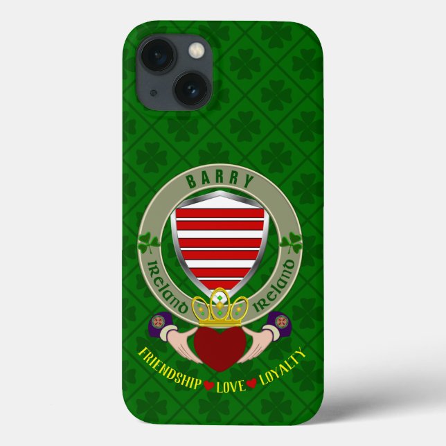 Barry Irish Shield & Claddagh Personlig Fodral (Baksida)