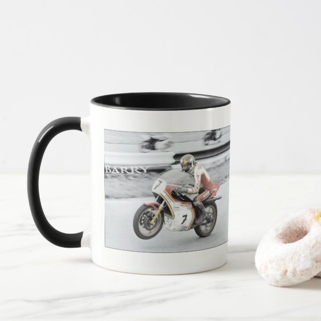 Barry Sheene 2, handtonad version Mugg (Med munk)