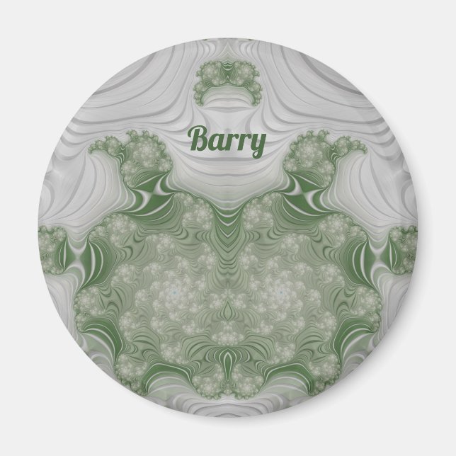 BARRY ~ White and Grönt ~ Stunning Design Magnet (Framsidan)