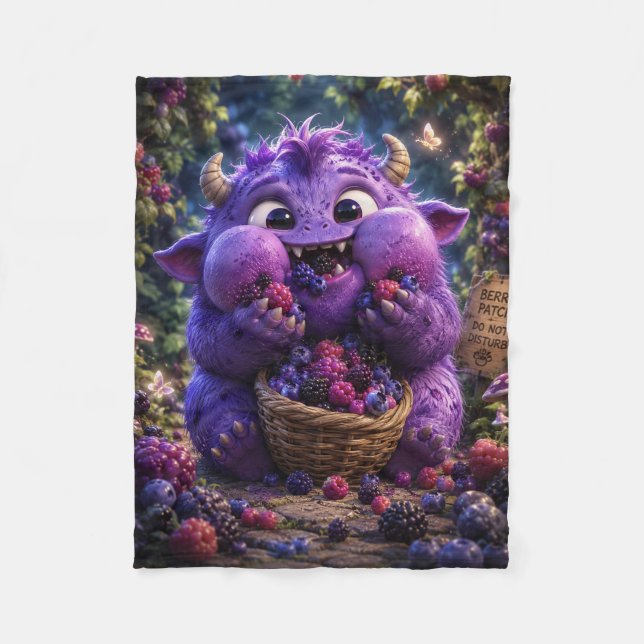 Bärrymling Söt Monster Fantasy Skogs Konst Fleecefilt (Framsidan)
