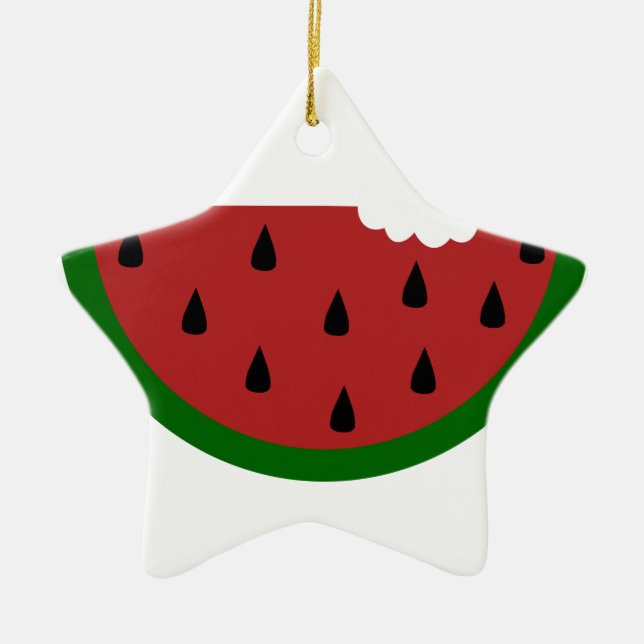 bärsbit/s, biten vattenmelon julgransprydnad keramik (Framsidan)
