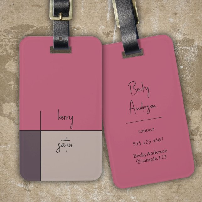 bärsilke, rosa grå abstrakt modern konst bagagebricka (Skapare uppladdad)
