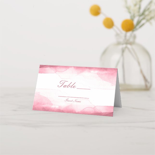 Bärsmultron Rosa Vattenfärg Bordsnummer Sittplatse Placeringskort (Framsida)
