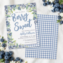 Bärsoet Gingham Blåbärs Baby Shower