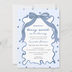 Bärsoet Handritad Bebisblåbärs Baby Shower Inbjudningar