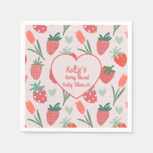 Bärsoet Jordgubbs Baby Shower Pappers Tallrik Pappersservett